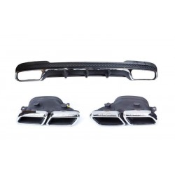 Задний диффузор с комплектом насадок стиль Mercedes-Benz W212 AMG 6.3 2013-2016 хром кант